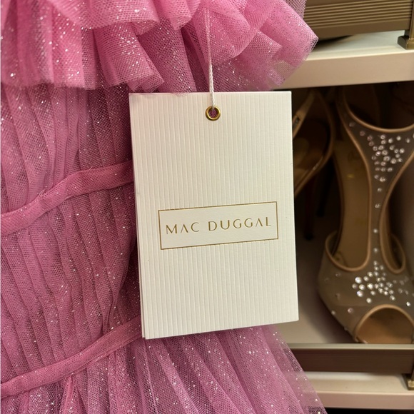 MAC DUGGAL Strapless Glitter Tulle Lilac Pink Ombré Gown NWT Size 8 - Picture 8 of 10